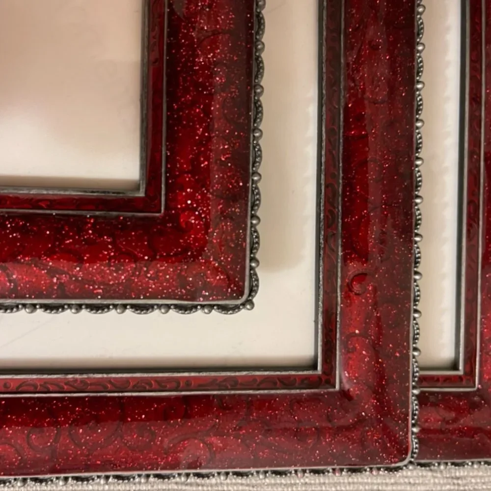 Three burgundy frames